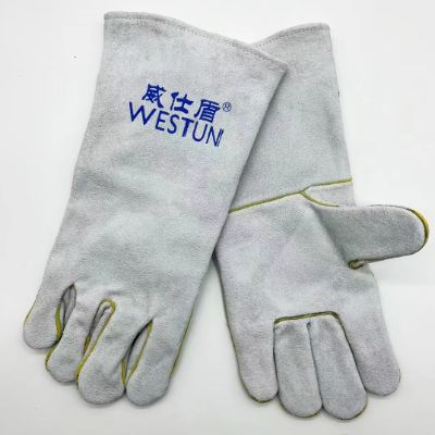 G-2112 B級(jí)頸皮衛(wèi)衣里雙層防開(kāi)線電焊手套 35cm